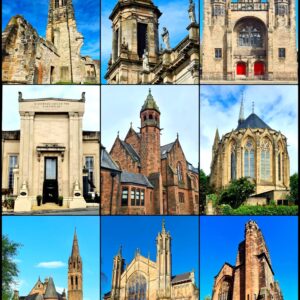 Glasgow Victorian And Edwardian Churches Collage Print (Mounted Size 10 inch by 12 inch)