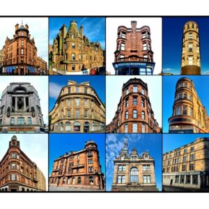 Glasgow's Gushet Buildings Print (Mounted Size 10 inch by 12 inch)