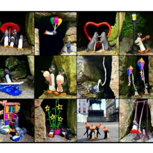 The Glasgow Penguins Print (Mounted Size 10 inch by 12 inch)