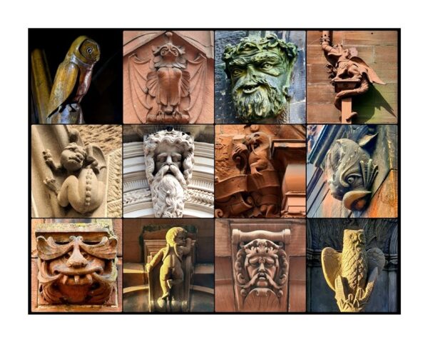 Glasgow's Architectural Sculptures Print (Mounted Size 10 inch by 12 inch)