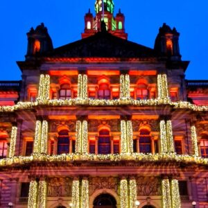 Glasgow Chambers Christmas Lights Christmas Card (A6-Sized)