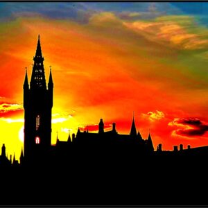 Glasgow University Sunset Print (Mounted Size 10 inch by 12 inch)