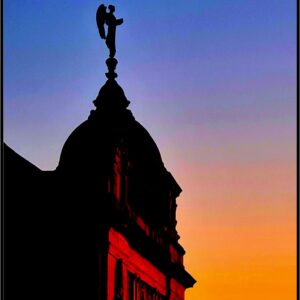 Dennistoun Library At Sunset A4 Print (Mounted Size 10 inch by 12 inch)