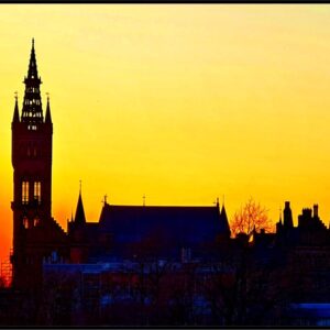 Glasgow University At Sunset 2 (Mounted Size 10 inch by 12 inch)