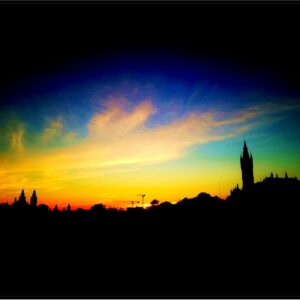 Kelvingrove Park At Sunset (Mounted Size 10 inch by 12 inch)