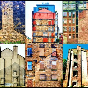 Glasgow Ghost Buildings Print (Mounted Size 10 inch by 12 inch)