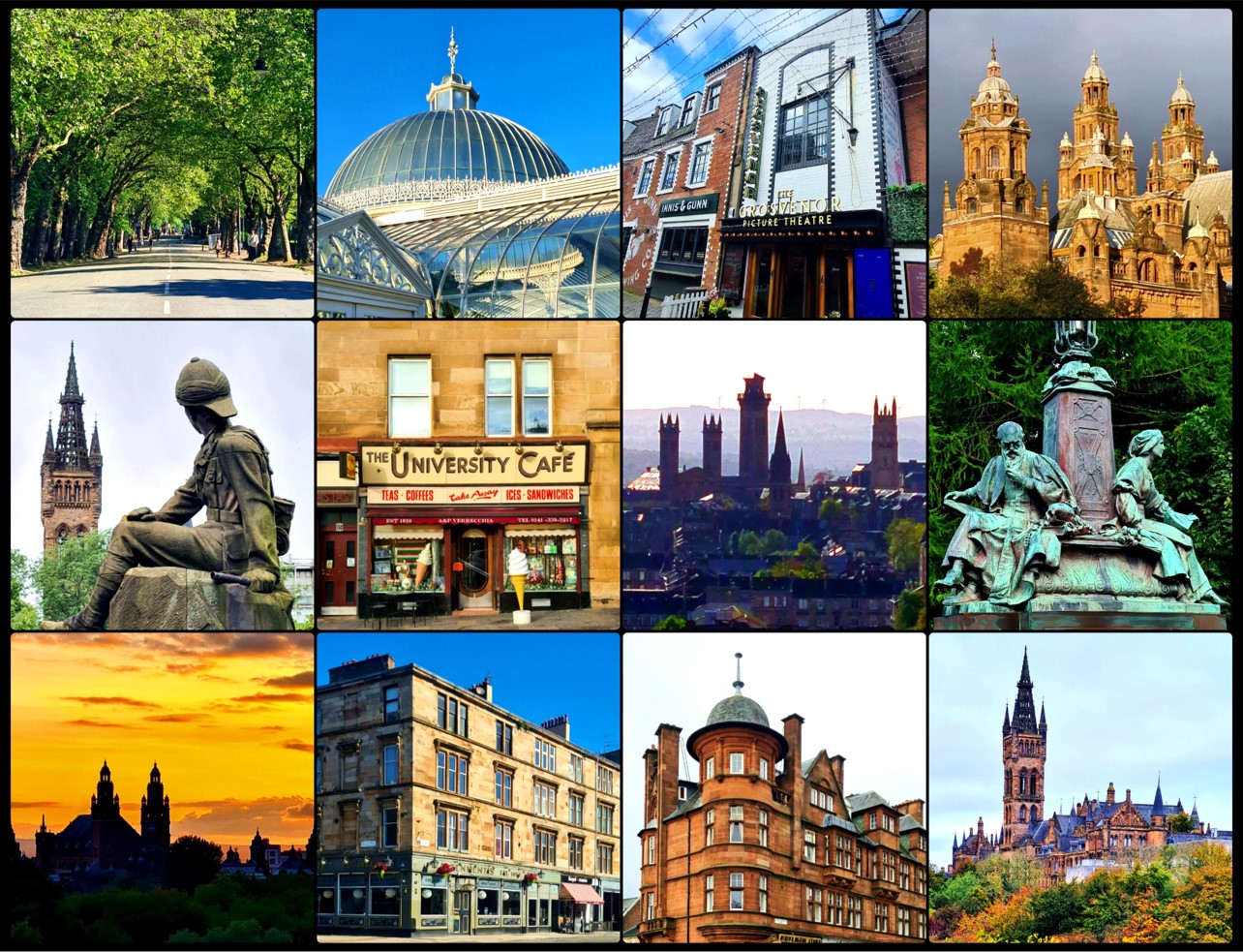Glasgow West End Collage Print (Mounted Size 10 inch by 12 inch)