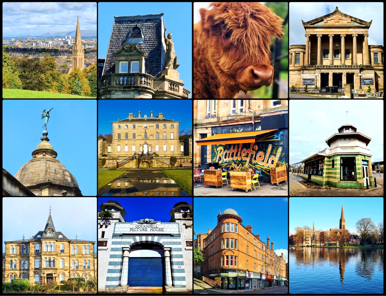 Glasgow Southside Collage Print (Mounted Size 10 inch by 12 inch)