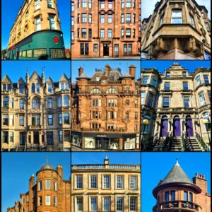 Glasgow Tenements Collage Print (Mounted Size 10 inch by 12 inch)