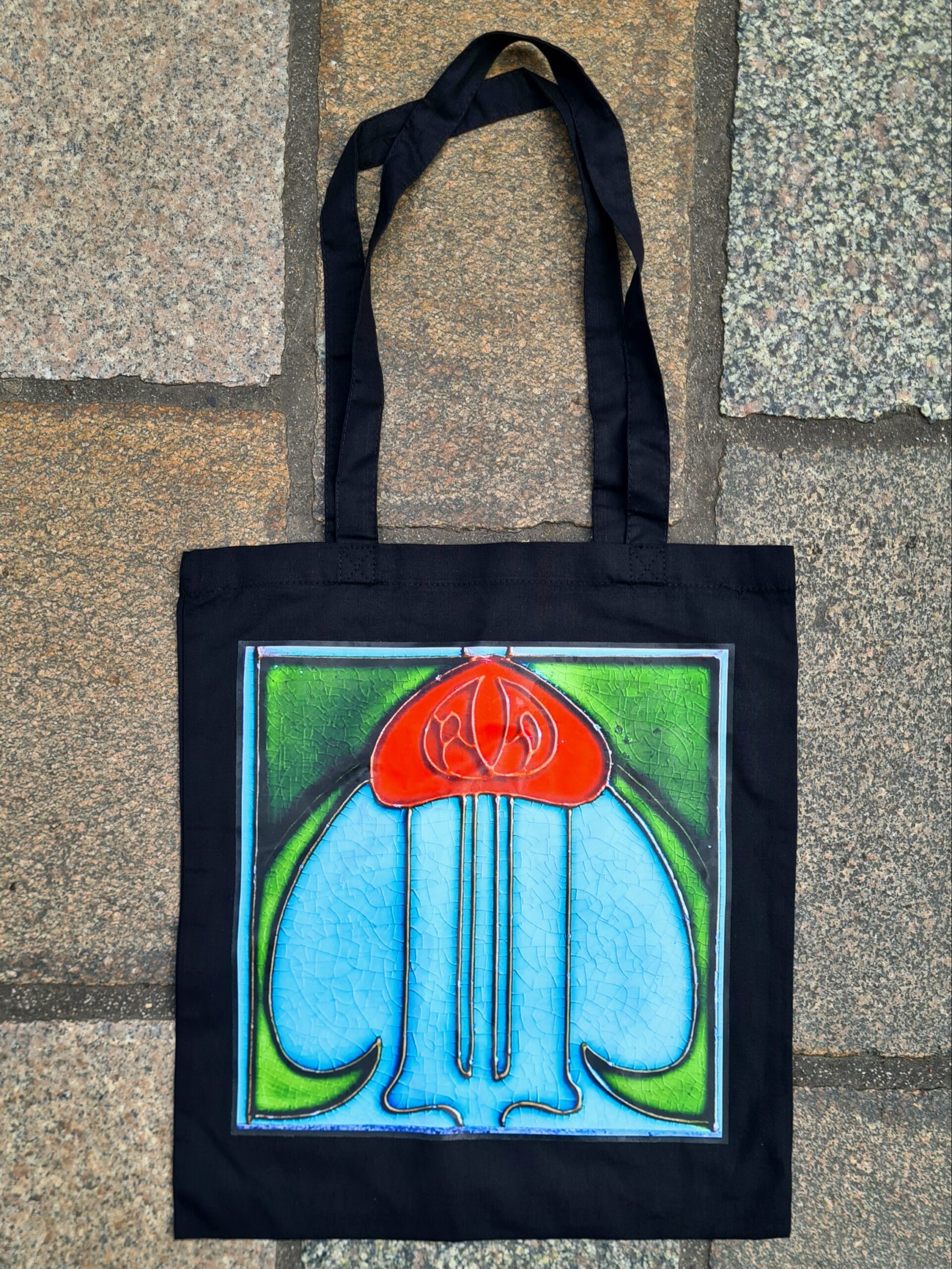 Tenement Tile Tote Bag (Black) - Image 2